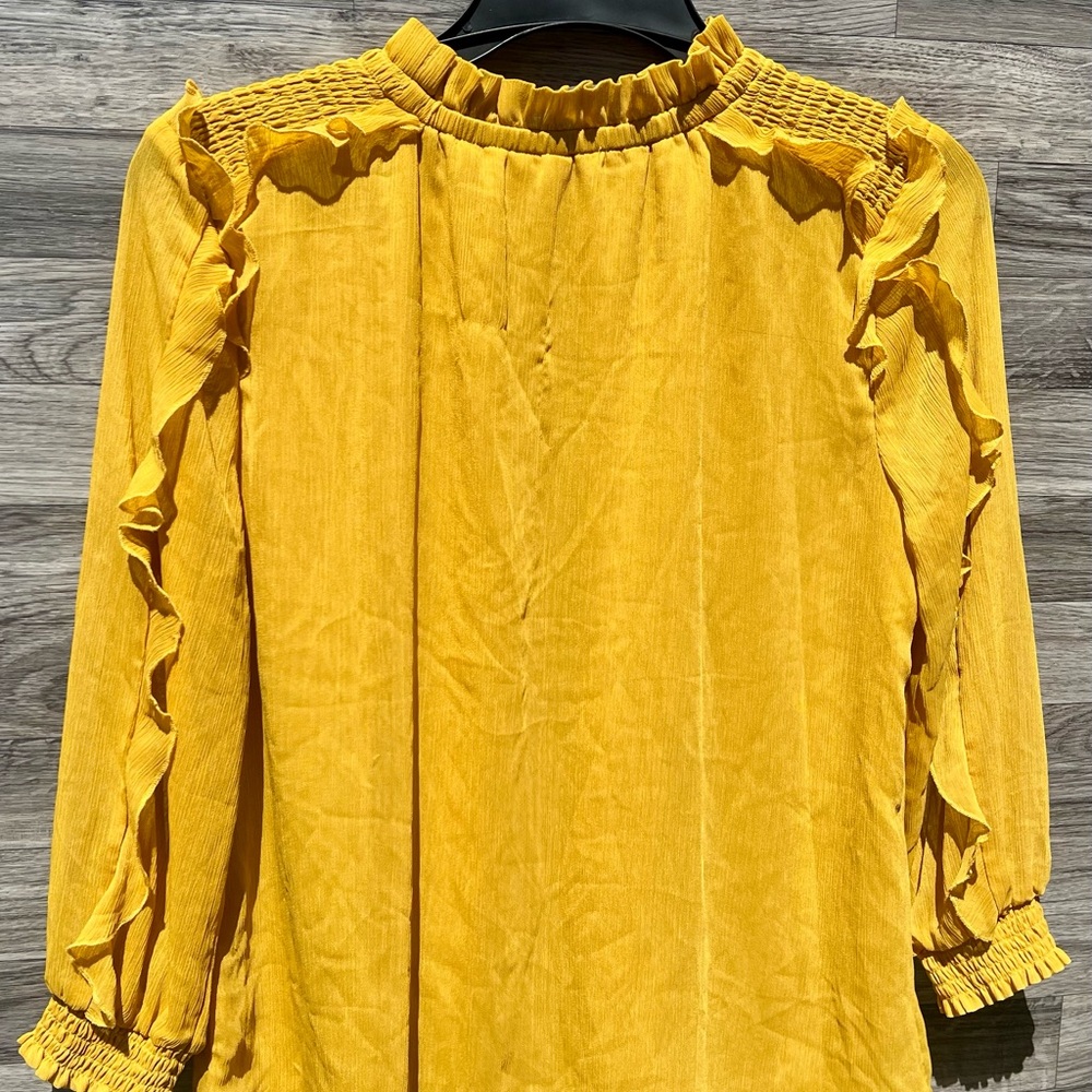 Cato Mustard Ruffled Blouse
